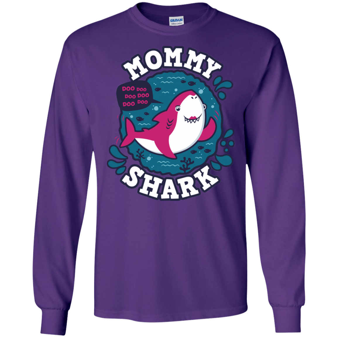 T-Shirts Purple / S Shark Family trazo - Mommy Men's Long Sleeve T-Shirt