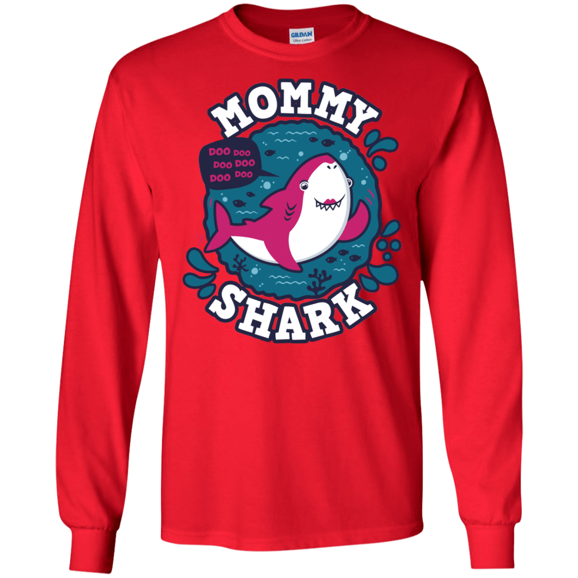 T-Shirts Red / S Shark Family trazo - Mommy Men's Long Sleeve T-Shirt