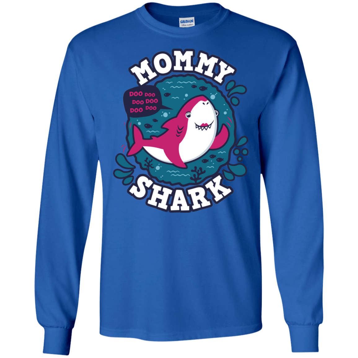 T-Shirts Royal / S Shark Family trazo - Mommy Men's Long Sleeve T-Shirt