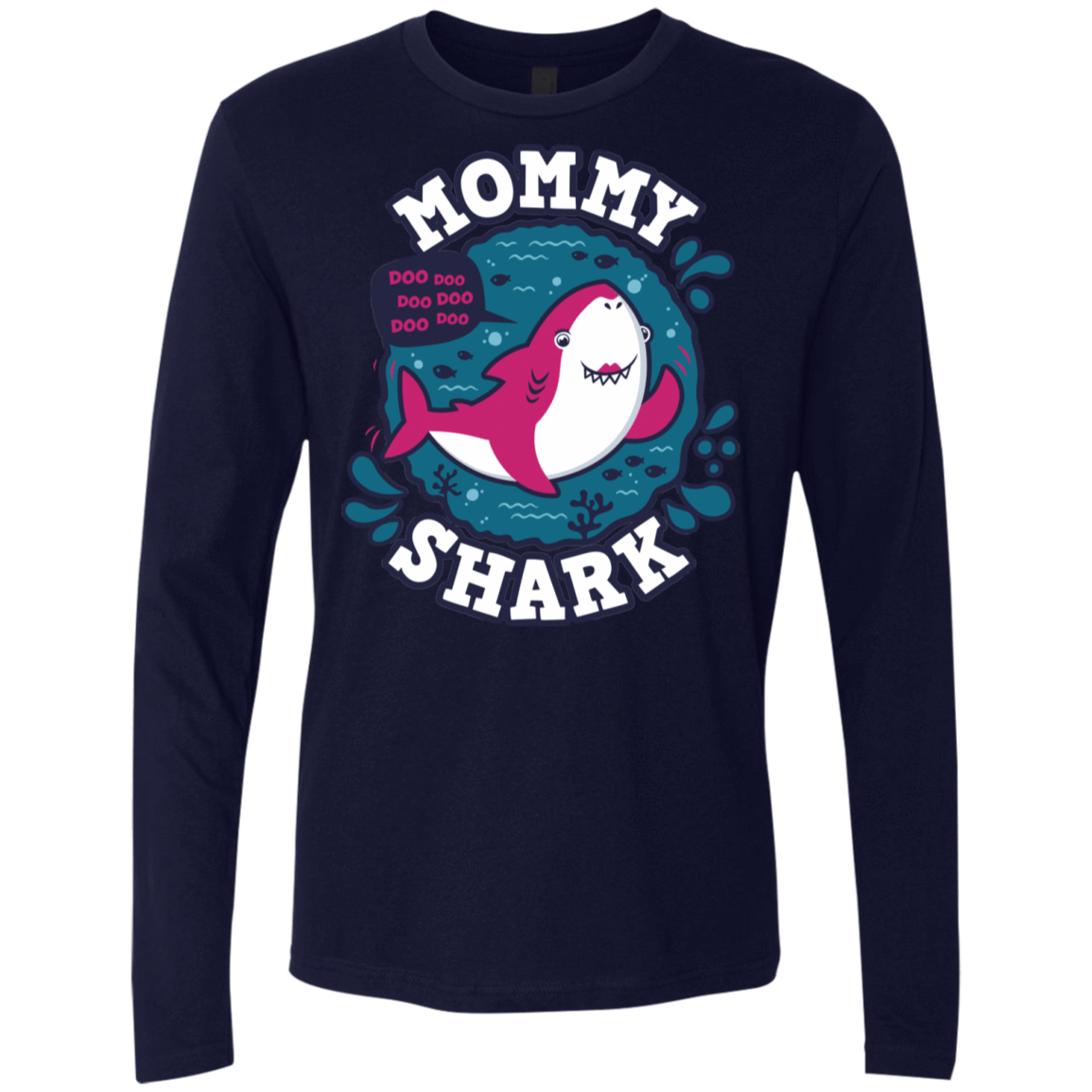 T-Shirts Midnight Navy / S Shark Family trazo - Mommy Men's Premium Long Sleeve