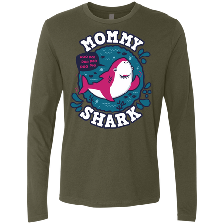 T-Shirts Military Green / S Shark Family trazo - Mommy Men's Premium Long Sleeve