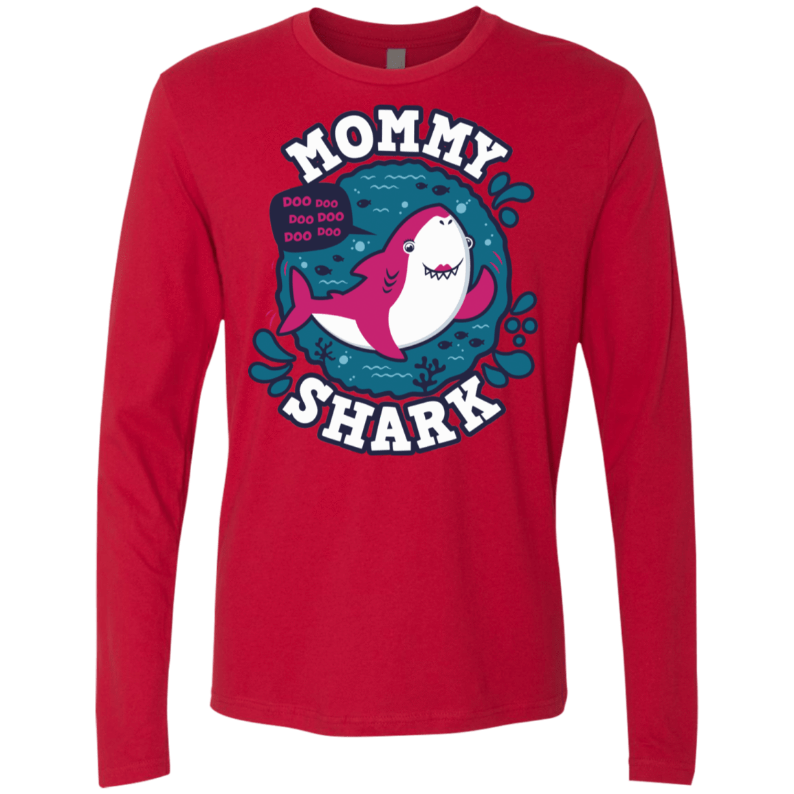 T-Shirts Red / S Shark Family trazo - Mommy Men's Premium Long Sleeve