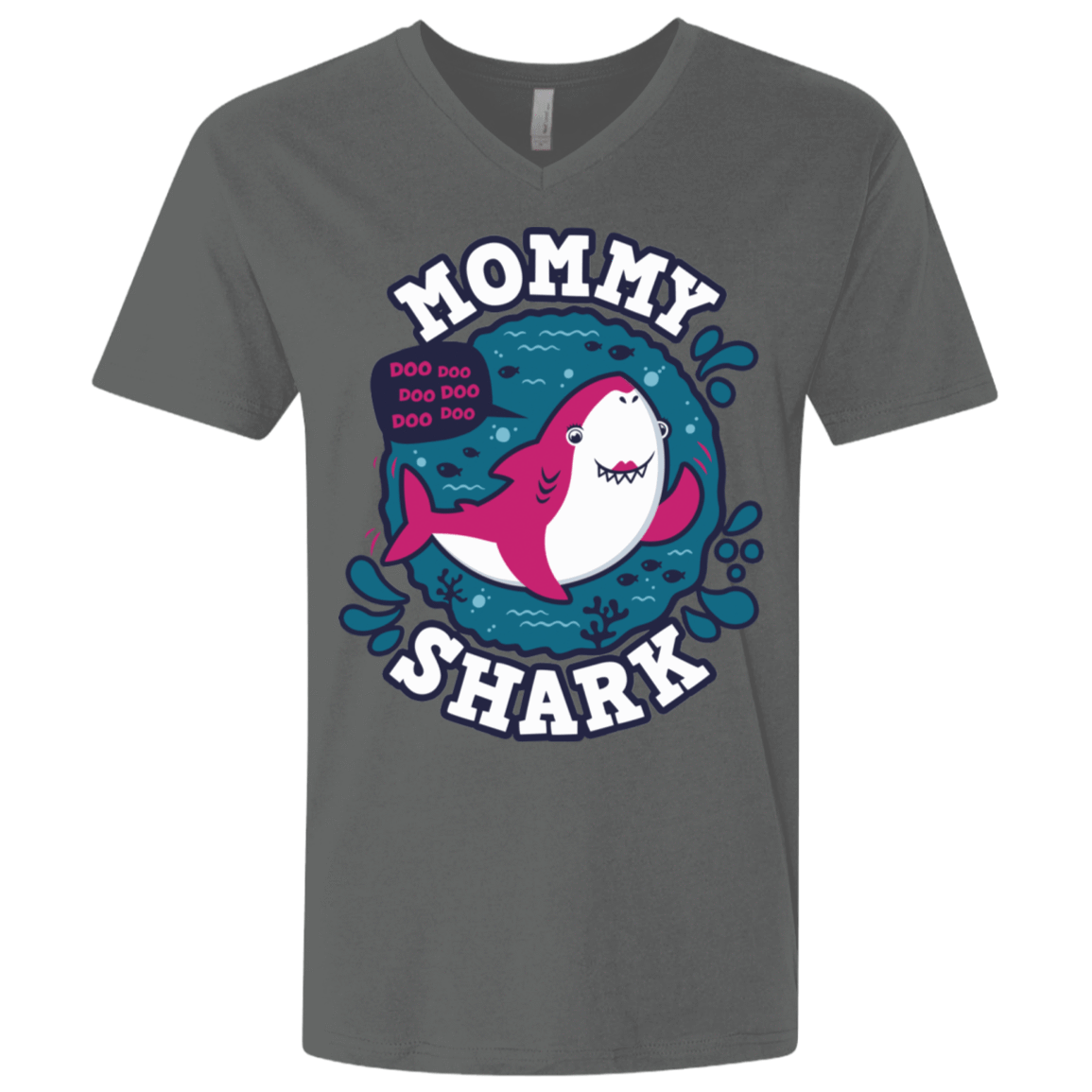 T-Shirts Heavy Metal / X-Small Shark Family trazo - Mommy Men's Premium V-Neck