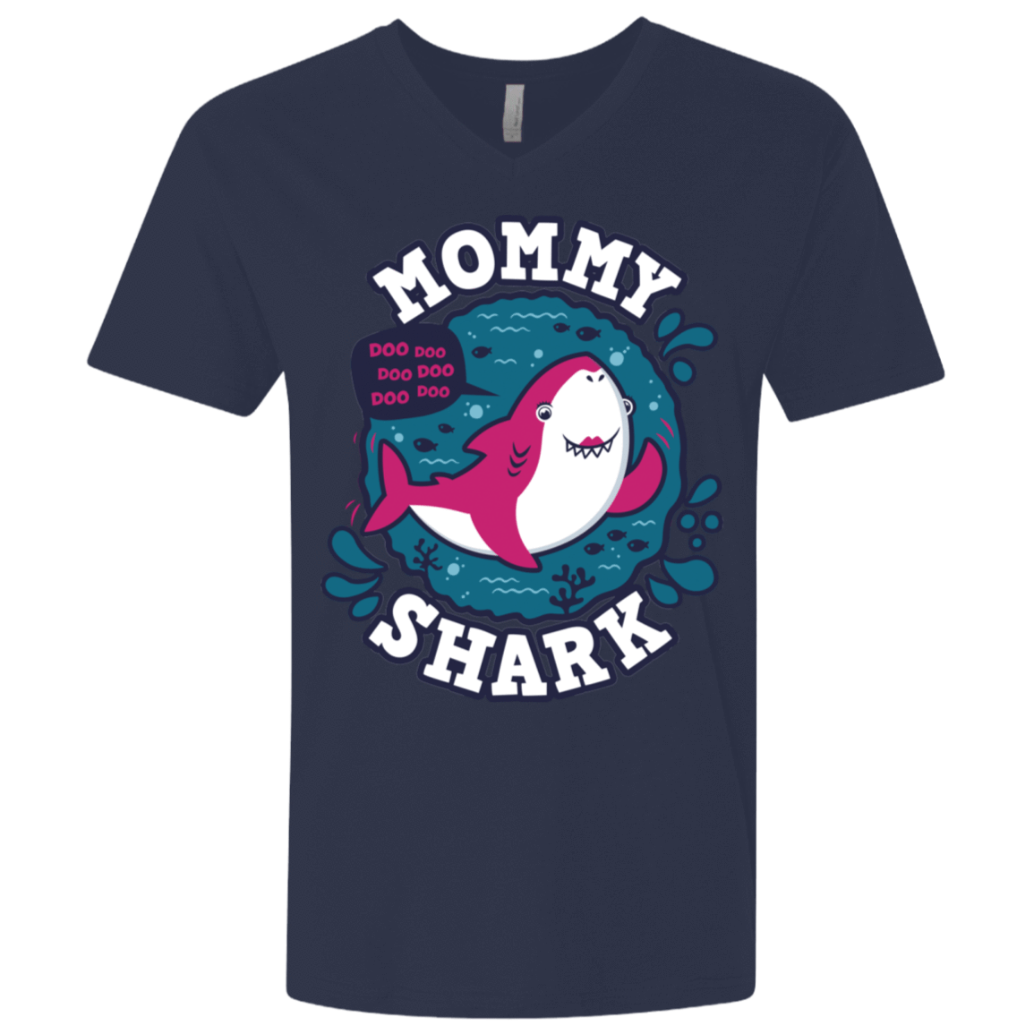 T-Shirts Midnight Navy / X-Small Shark Family trazo - Mommy Men's Premium V-Neck
