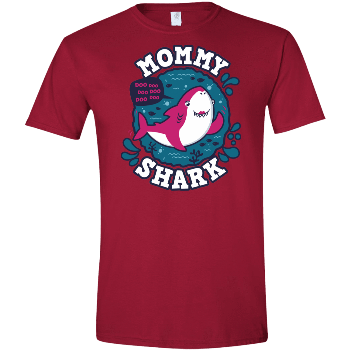 T-Shirts Cardinal Red / S Shark Family trazo - Mommy Men's Semi-Fitted Softstyle