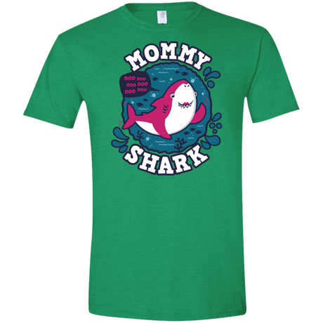 T-Shirts Heather Irish Green / S Shark Family trazo - Mommy Men's Semi-Fitted Softstyle