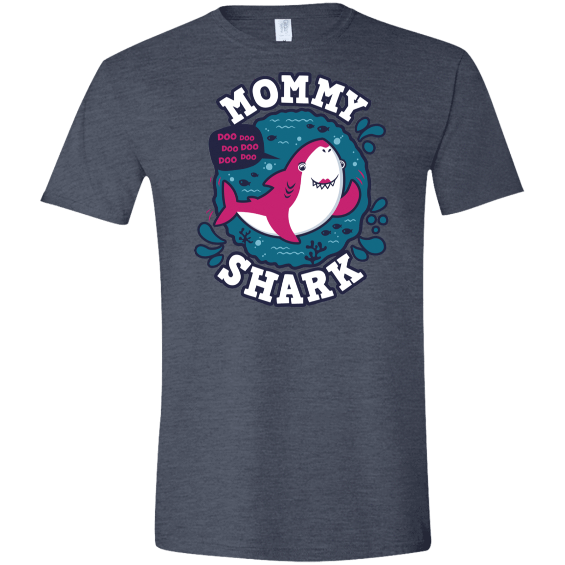 T-Shirts Heather Navy / S Shark Family trazo - Mommy Men's Semi-Fitted Softstyle