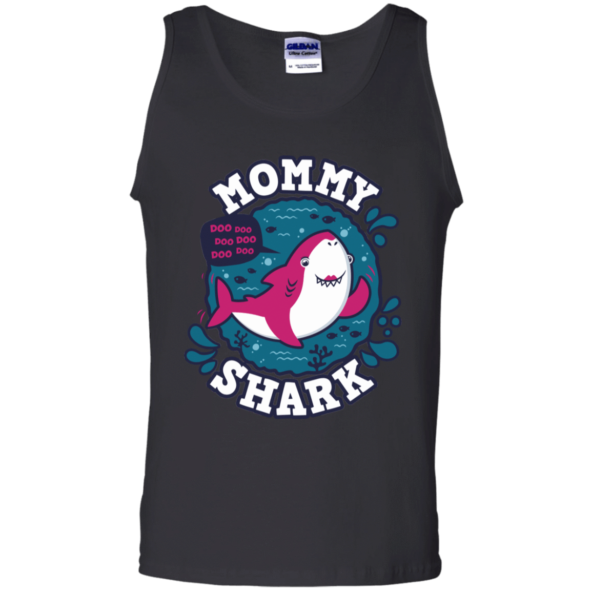 T-Shirts Black / S Shark Family trazo - Mommy Men's Tank Top
