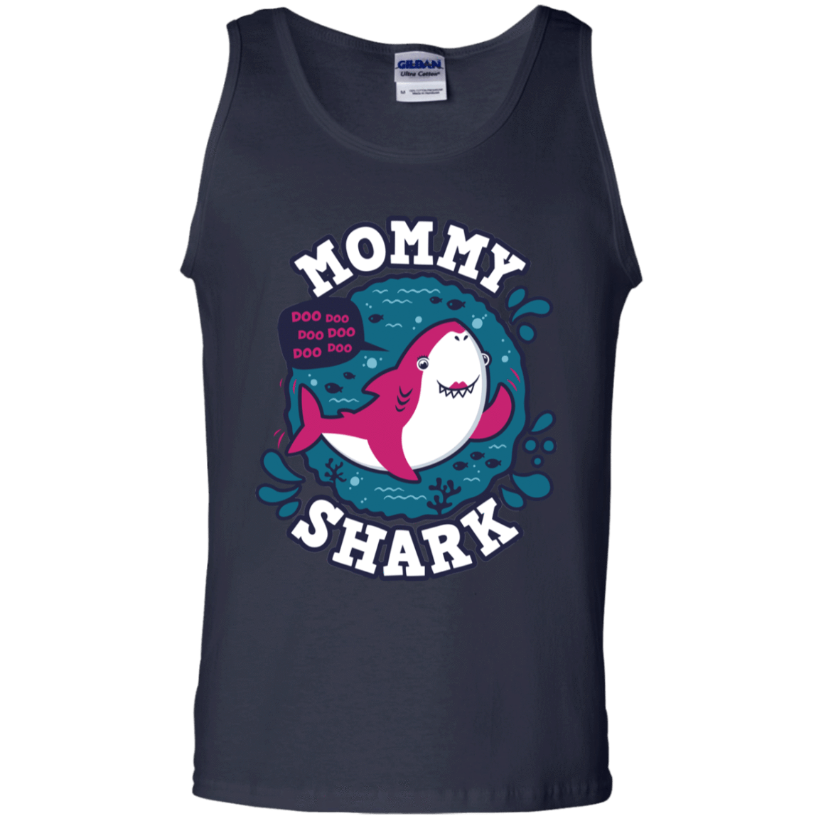 T-Shirts Navy / S Shark Family trazo - Mommy Men's Tank Top