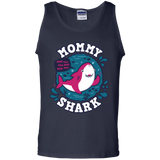 T-Shirts Navy / S Shark Family trazo - Mommy Men's Tank Top