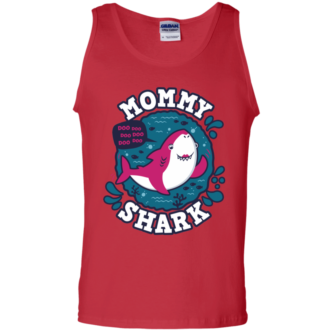 T-Shirts Red / S Shark Family trazo - Mommy Men's Tank Top