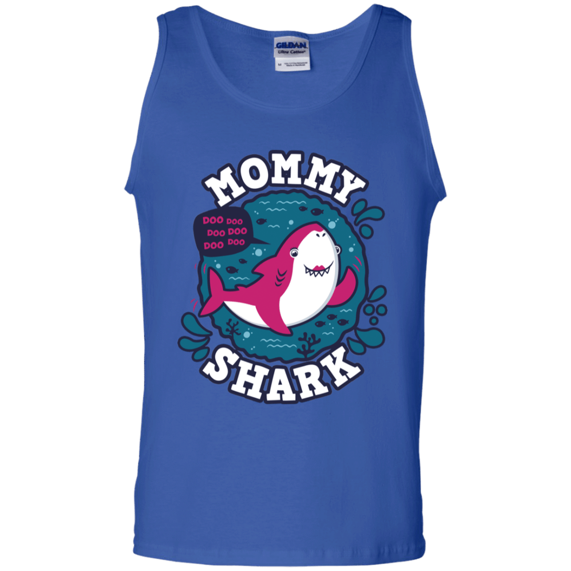 T-Shirts Royal / S Shark Family trazo - Mommy Men's Tank Top