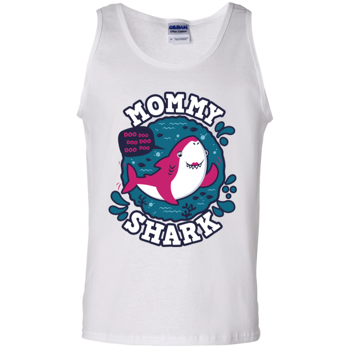 T-Shirts White / S Shark Family trazo - Mommy Men's Tank Top
