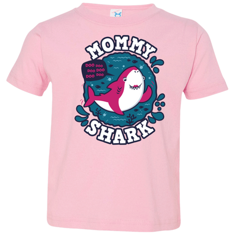T-Shirts Pink / 2T Shark Family trazo - Mommy Toddler Premium T-Shirt