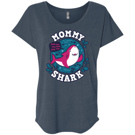 T-Shirts Indigo / X-Small Shark Family trazo - Mommy Triblend Dolman Sleeve
