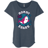 T-Shirts Indigo / X-Small Shark Family trazo - Mommy Triblend Dolman Sleeve