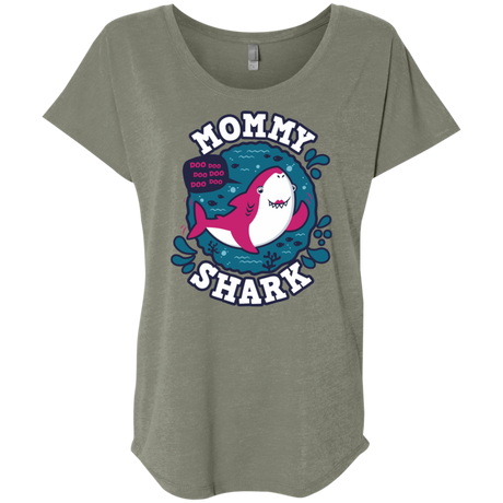T-Shirts Venetian Grey / X-Small Shark Family trazo - Mommy Triblend Dolman Sleeve