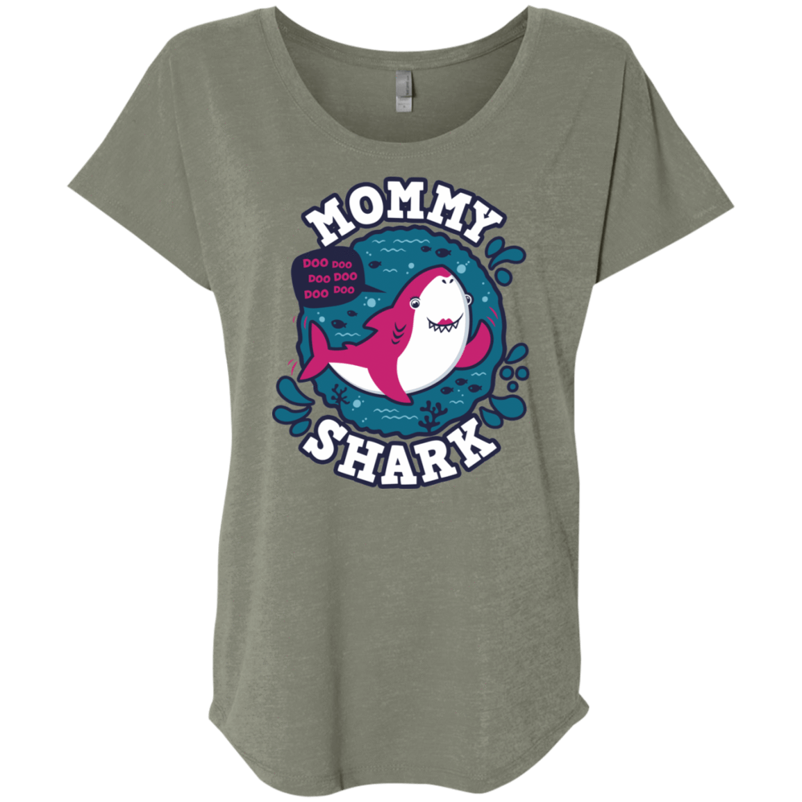T-Shirts Venetian Grey / X-Small Shark Family trazo - Mommy Triblend Dolman Sleeve