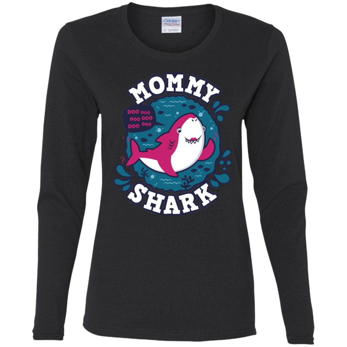 T-Shirts Black / S Shark Family trazo - Mommy Women's Long Sleeve T-Shirt