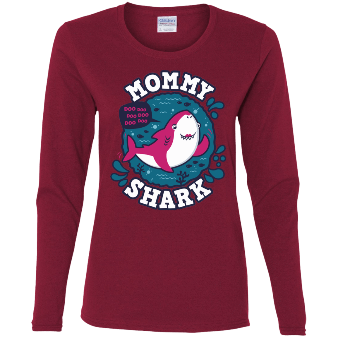 T-Shirts Cardinal / S Shark Family trazo - Mommy Women's Long Sleeve T-Shirt