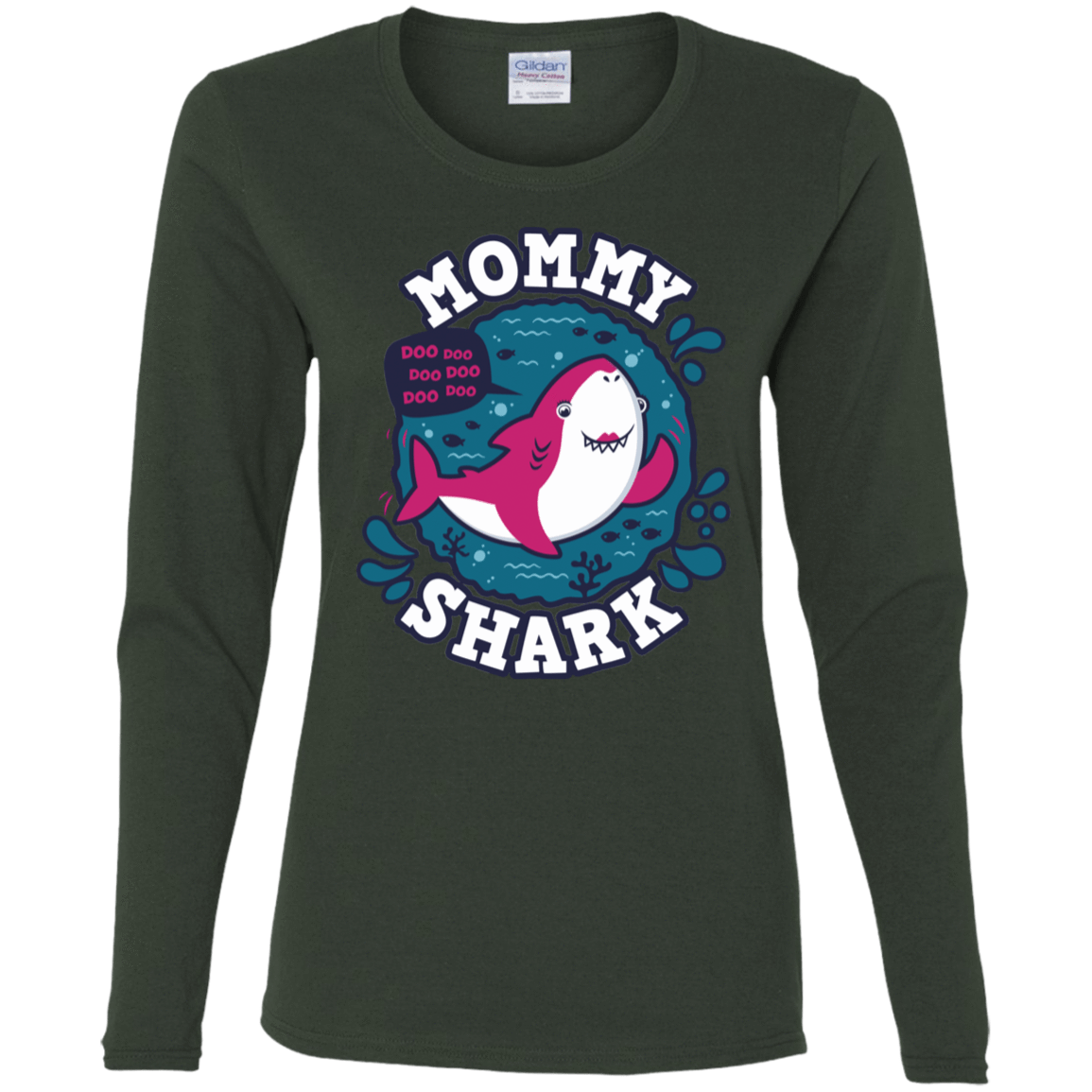 T-Shirts Forest / S Shark Family trazo - Mommy Women's Long Sleeve T-Shirt