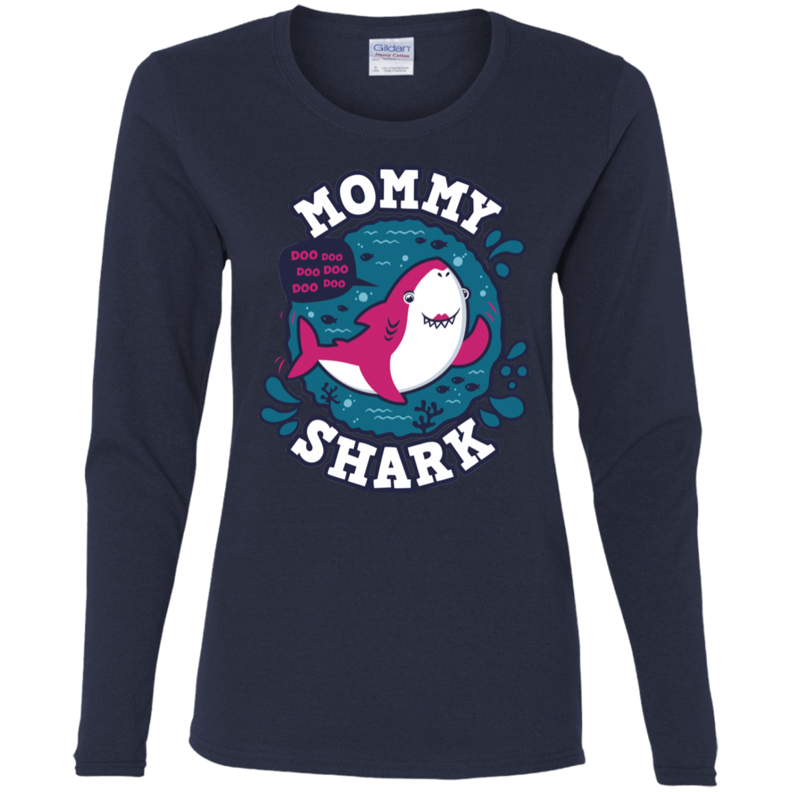 T-Shirts Navy / S Shark Family trazo - Mommy Women's Long Sleeve T-Shirt