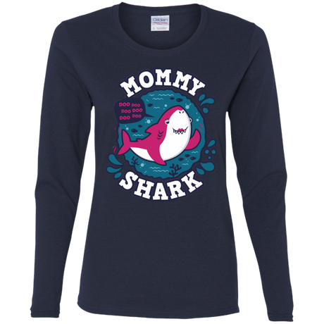 T-Shirts Navy / S Shark Family trazo - Mommy Women's Long Sleeve T-Shirt