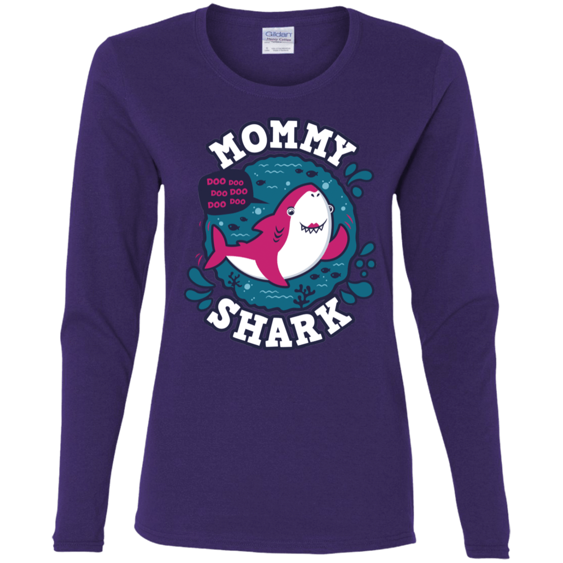 T-Shirts Purple / S Shark Family trazo - Mommy Women's Long Sleeve T-Shirt