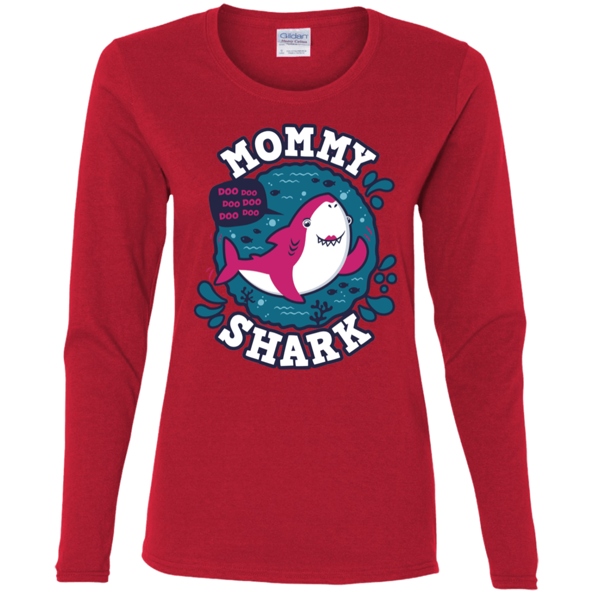 T-Shirts Red / S Shark Family trazo - Mommy Women's Long Sleeve T-Shirt