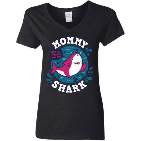 T-Shirts Black / S Shark Family trazo - Mommy Women's V-Neck T-Shirt