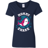 T-Shirts Navy / S Shark Family trazo - Mommy Women's V-Neck T-Shirt