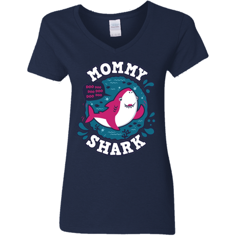 T-Shirts Navy / S Shark Family trazo - Mommy Women's V-Neck T-Shirt