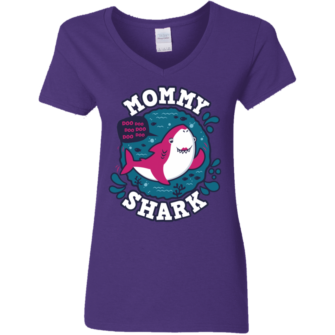 T-Shirts Purple / S Shark Family trazo - Mommy Women's V-Neck T-Shirt