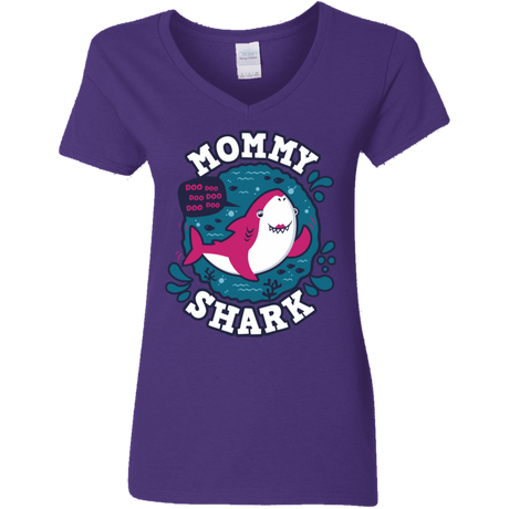 T-Shirts Purple / S Shark Family trazo - Mommy Women's V-Neck T-Shirt