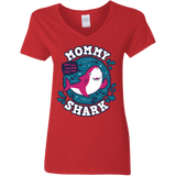 T-Shirts Red / S Shark Family trazo - Mommy Women's V-Neck T-Shirt