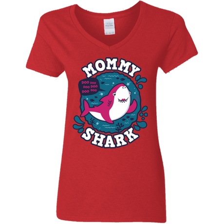 T-Shirts Red / S Shark Family trazo - Mommy Women's V-Neck T-Shirt