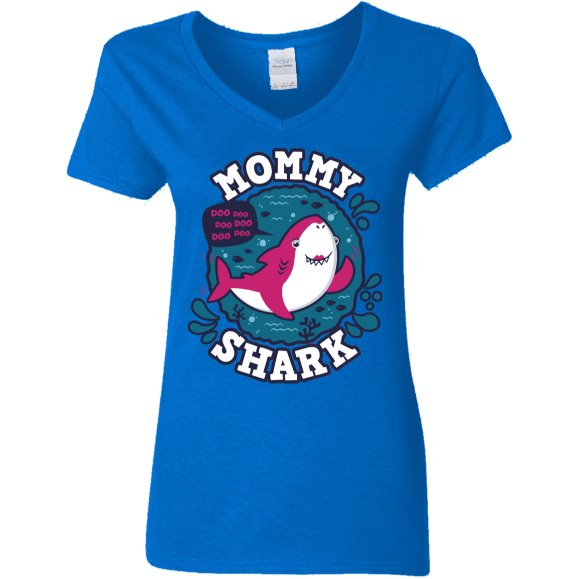 T-Shirts Royal / S Shark Family trazo - Mommy Women's V-Neck T-Shirt