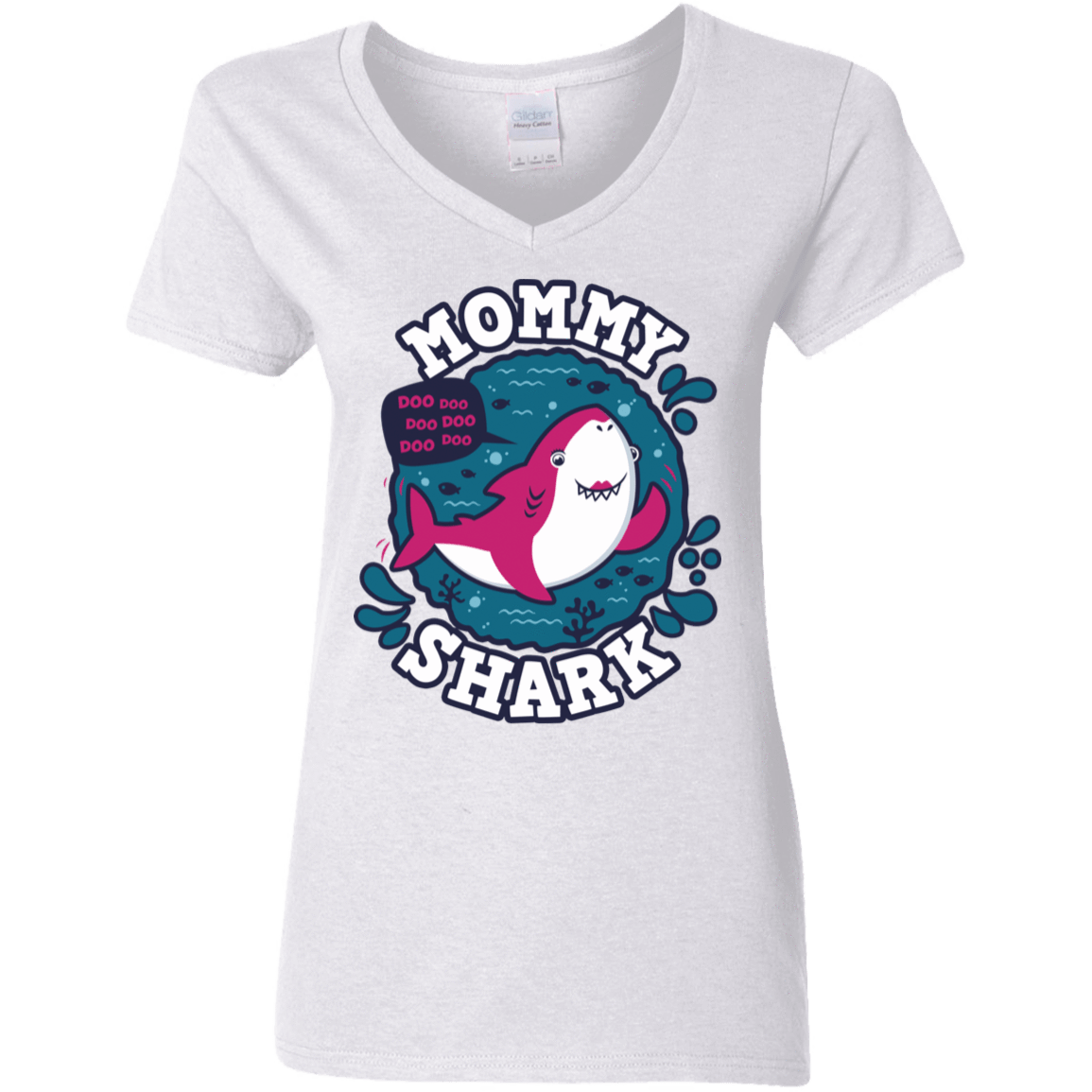 T-Shirts White / S Shark Family trazo - Mommy Women's V-Neck T-Shirt