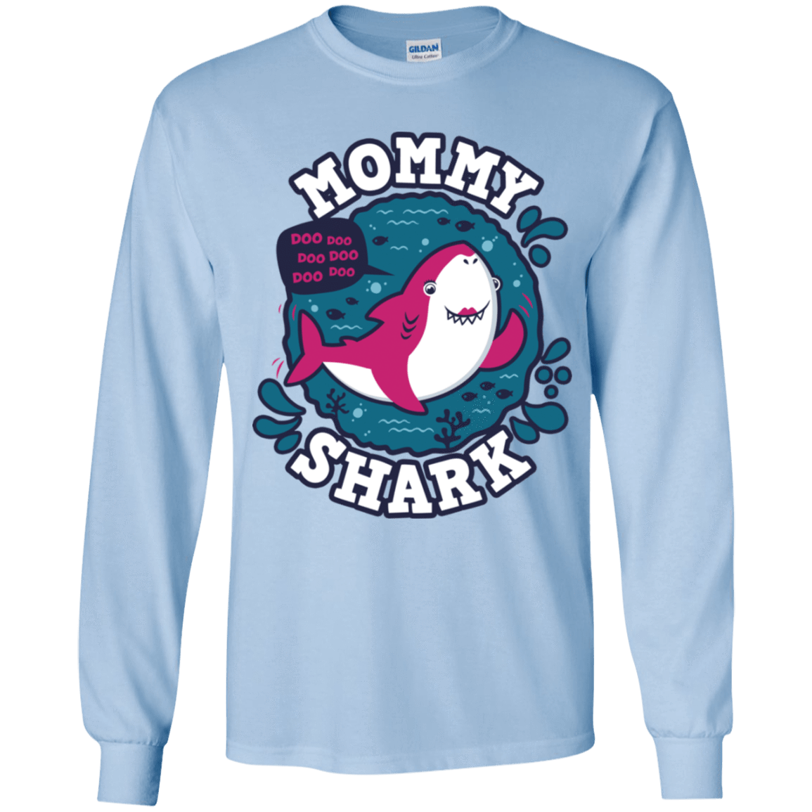 T-Shirts Light Blue / YS Shark Family trazo - Mommy Youth Long Sleeve T-Shirt