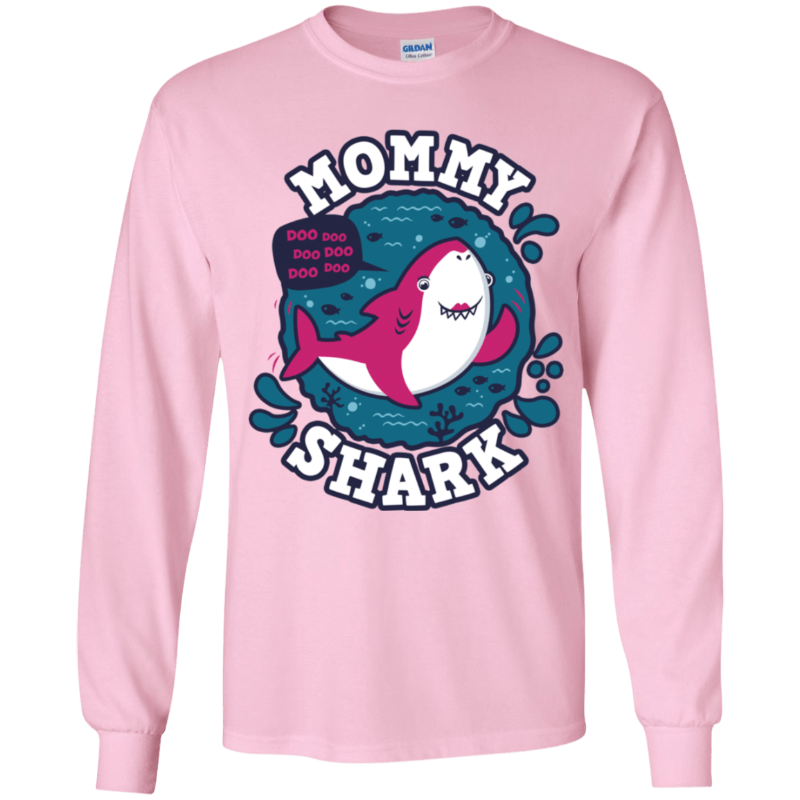 T-Shirts Light Pink / YS Shark Family trazo - Mommy Youth Long Sleeve T-Shirt