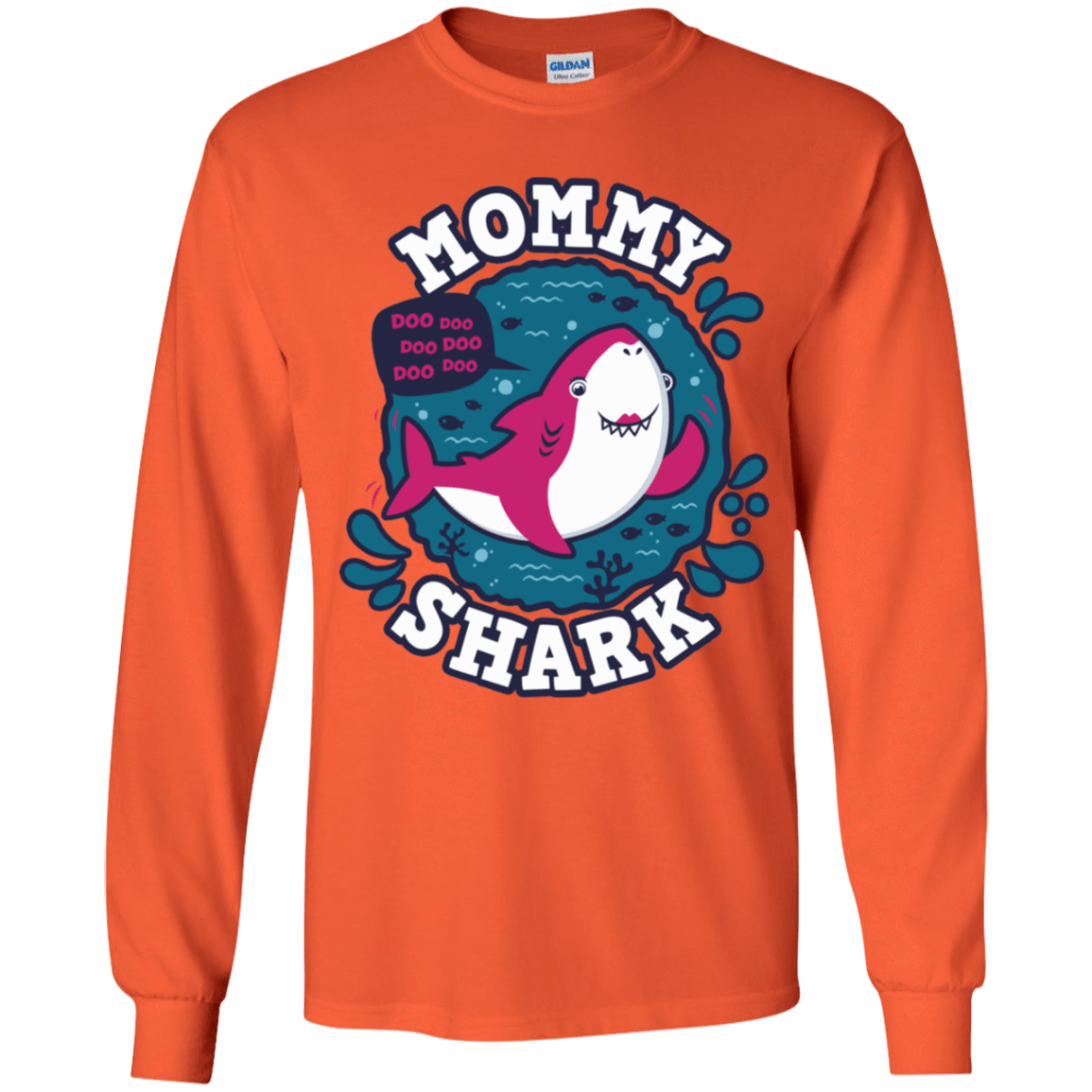 T-Shirts Orange / YS Shark Family trazo - Mommy Youth Long Sleeve T-Shirt