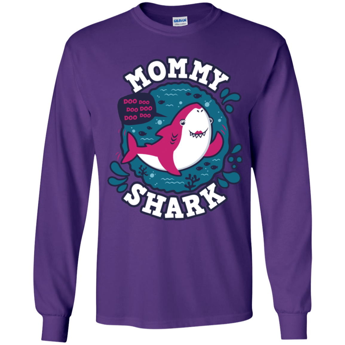 T-Shirts Purple / YS Shark Family trazo - Mommy Youth Long Sleeve T-Shirt