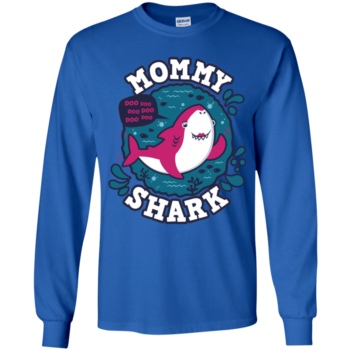 T-Shirts Royal / YS Shark Family trazo - Mommy Youth Long Sleeve T-Shirt