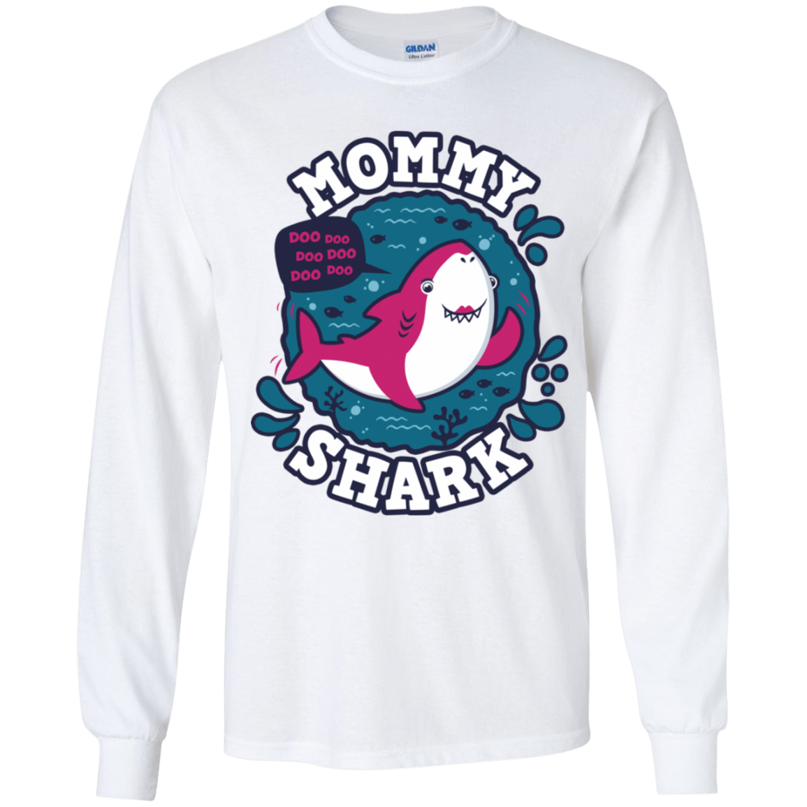 T-Shirts White / YS Shark Family trazo - Mommy Youth Long Sleeve T-Shirt