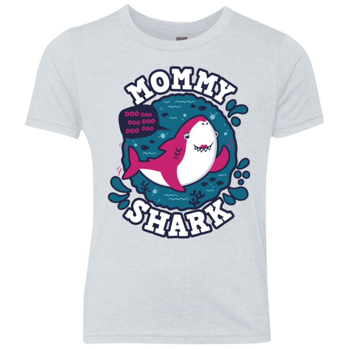 T-Shirts Heather White / YXS Shark Family trazo - Mommy Youth Triblend T-Shirt