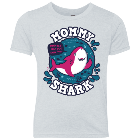 T-Shirts Heather White / YXS Shark Family trazo - Mommy Youth Triblend T-Shirt