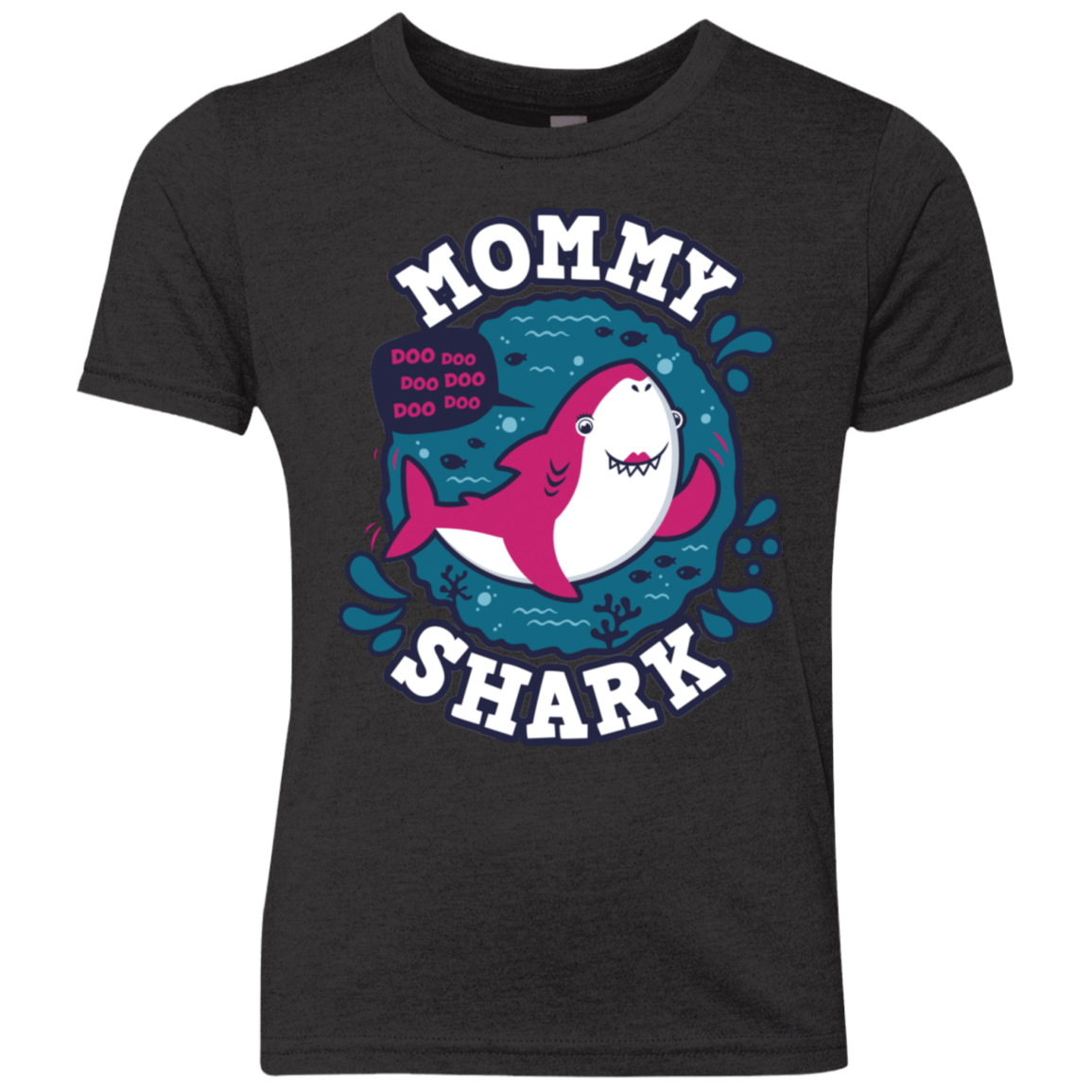 T-Shirts Vintage Black / YXS Shark Family trazo - Mommy Youth Triblend T-Shirt