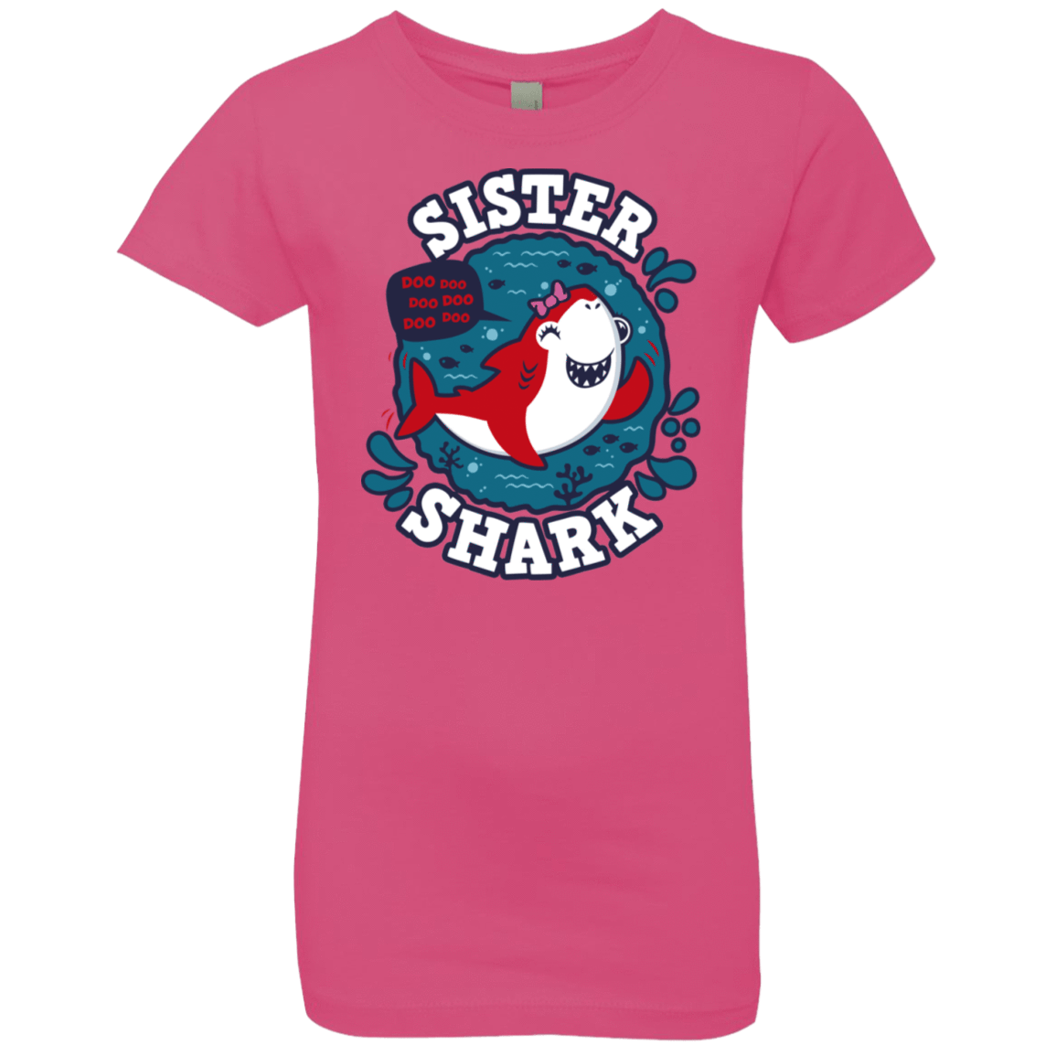 T-Shirts Hot Pink / YXS Shark Family trazo - Sister Girls Premium T-Shirt