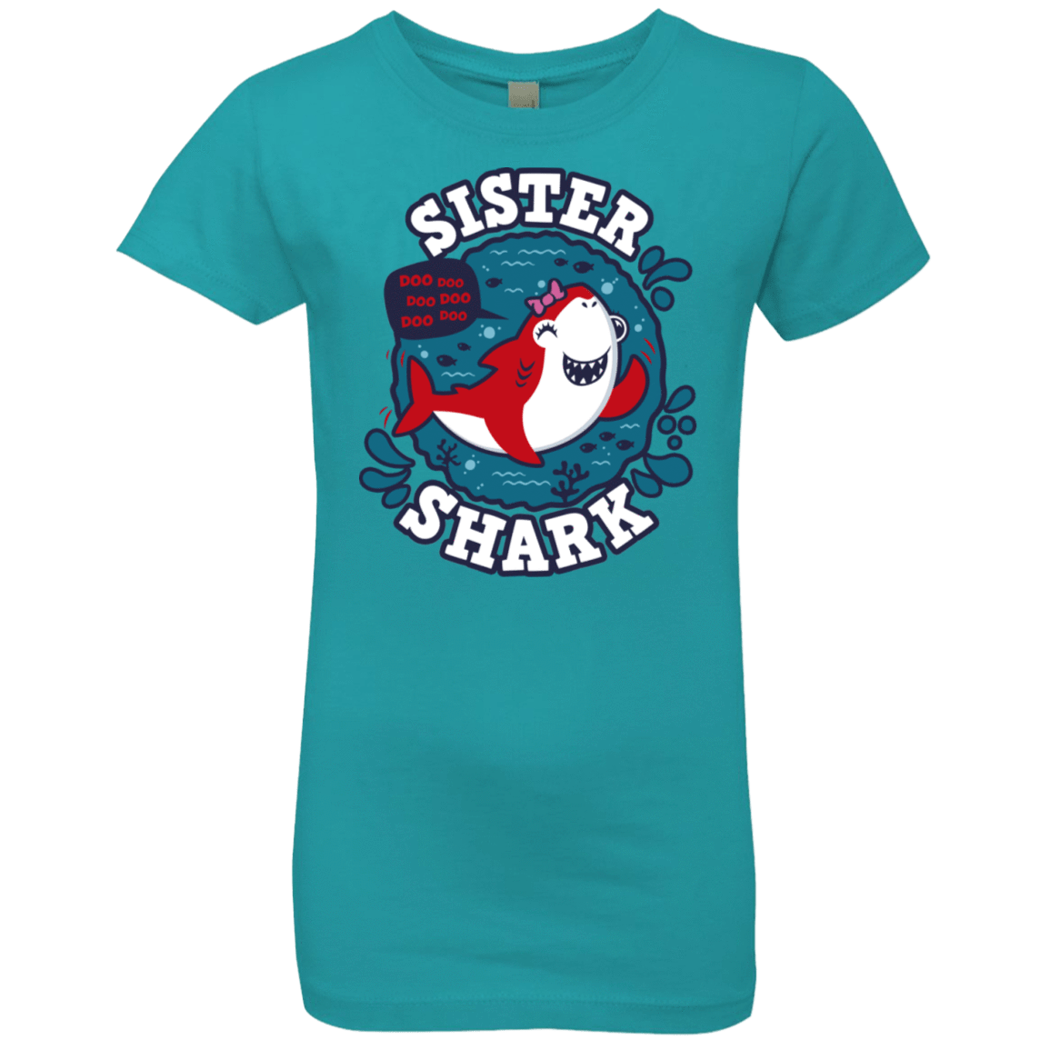 T-Shirts Tahiti Blue / YXS Shark Family trazo - Sister Girls Premium T-Shirt
