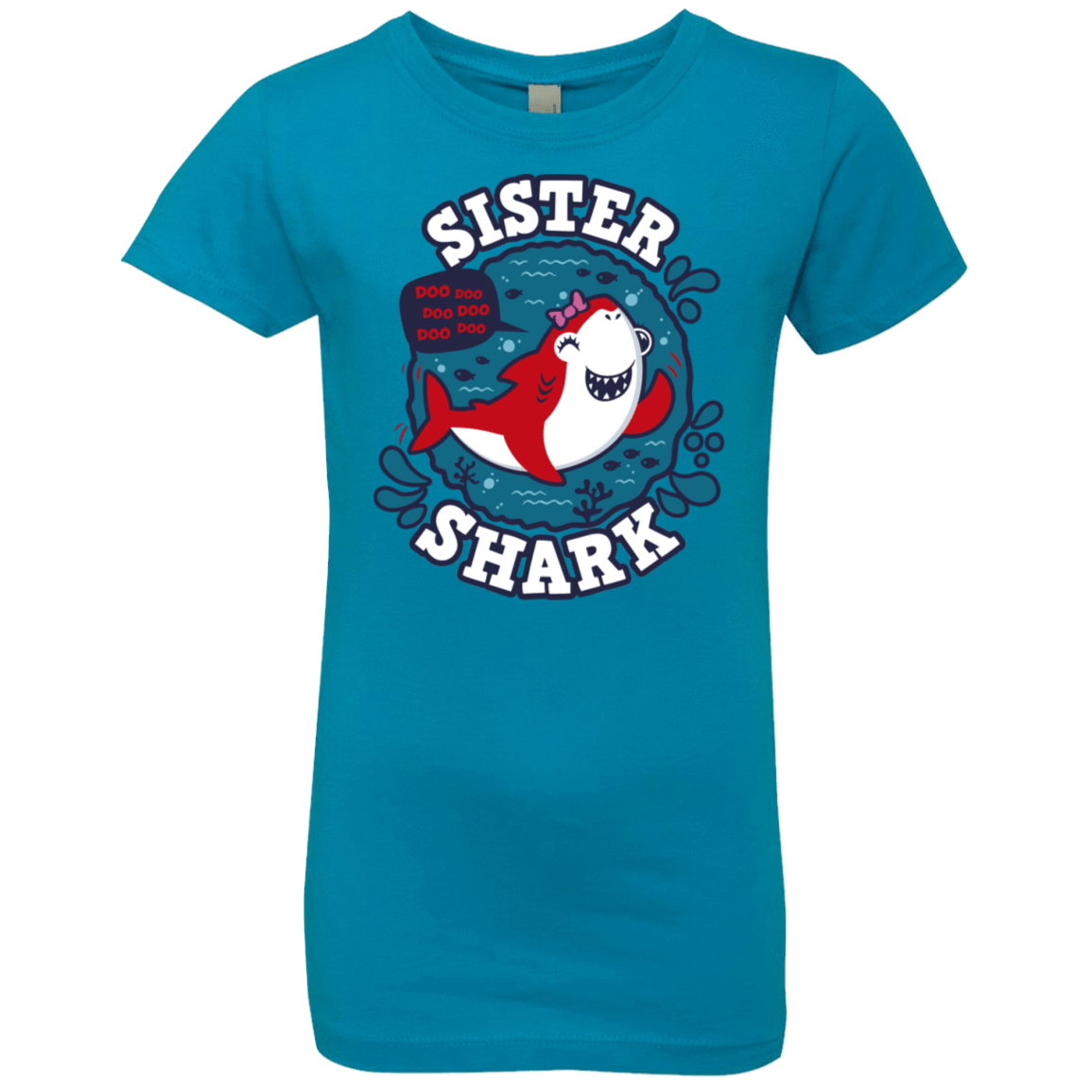 T-Shirts Turquoise / YXS Shark Family trazo - Sister Girls Premium T-Shirt